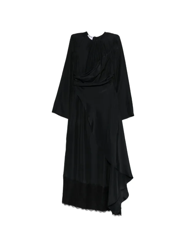 Moschino Lace-detail Asymmetric-hem Maxi Dress in Black