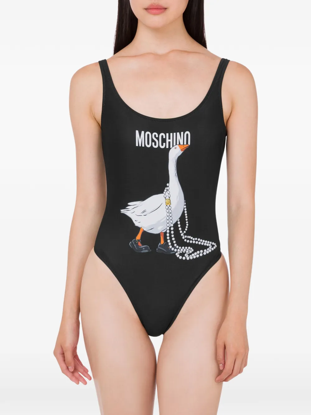 goose-print swimsuit