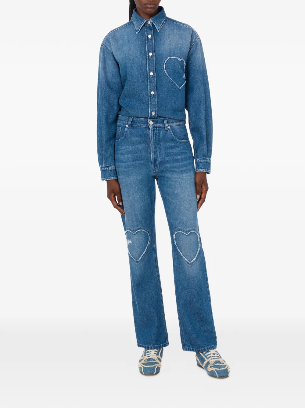 Moschino Heart-detail Denim Jeans - Blue 