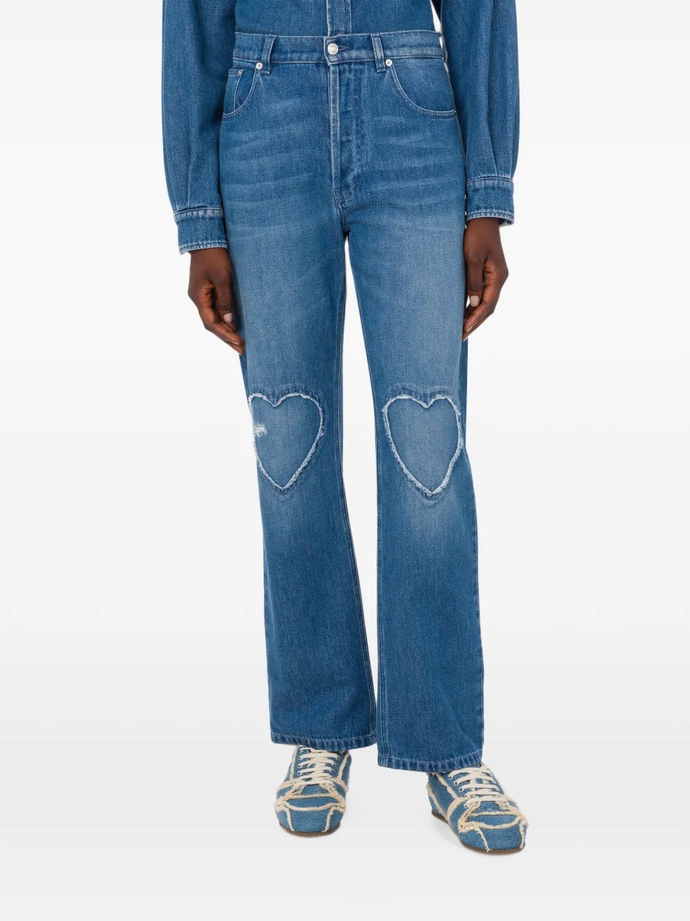 Moschino Denim jeans met hartdetail Blauw