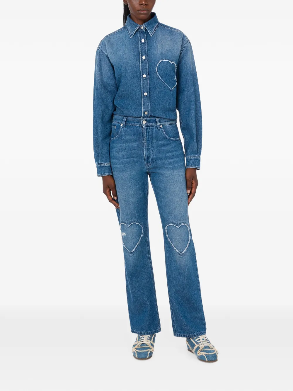 Moschino Denim jeans met hartdetail Blauw