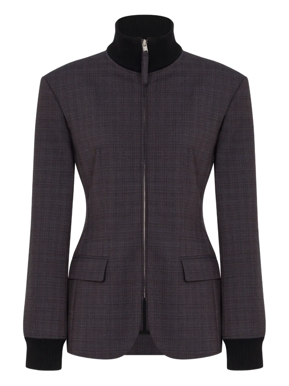 Moschino Cappotto a quadri con zip - Grigio