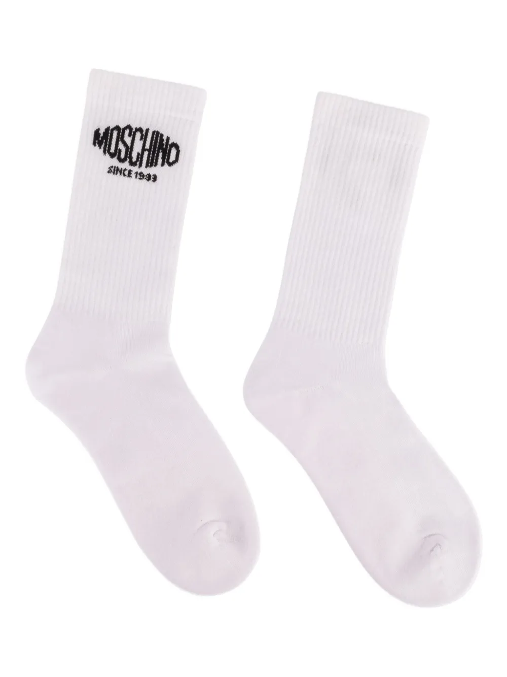  Moschino Logo-embroidered Socks - White 