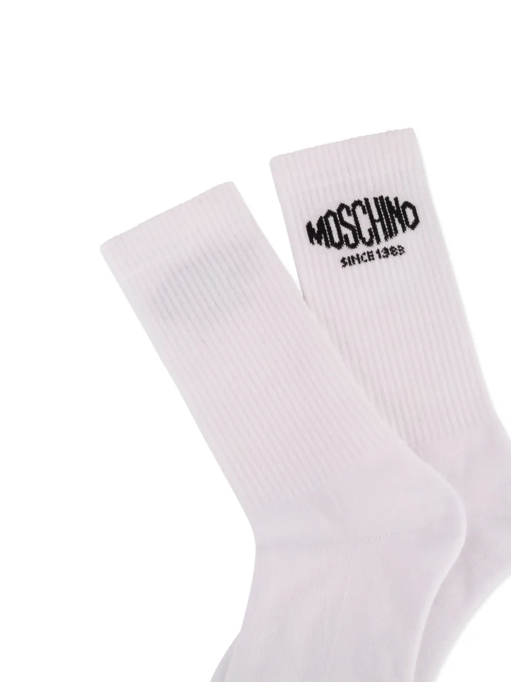  Moschino Logo-embroidered Socks - White 