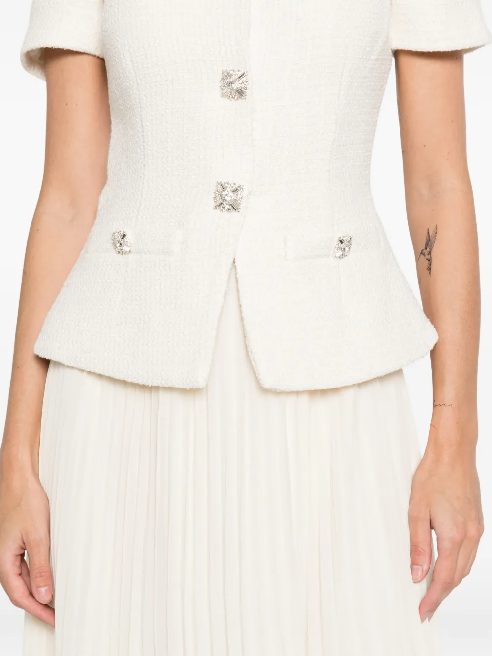 Self-Portrait Midi-jurk met vlakken Beige