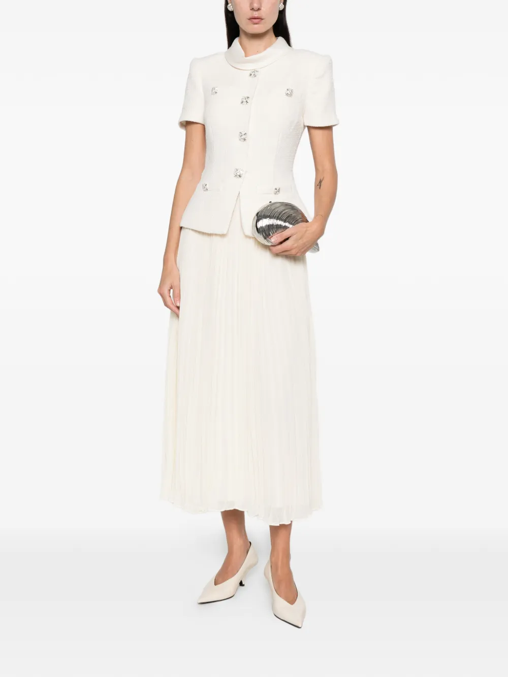 Self-Portrait panelled midi dress - Beige