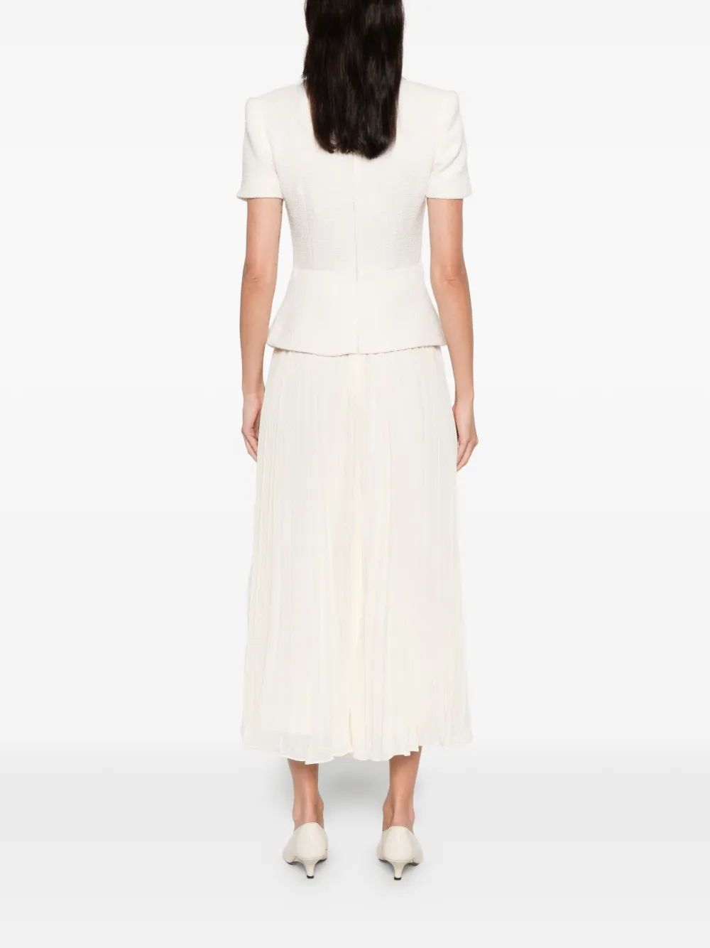 Self-Portrait Midi-jurk met vlakken Beige