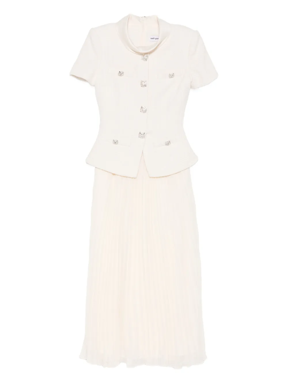 Self-Portrait panelled midi dress | Neutrals | Image 1