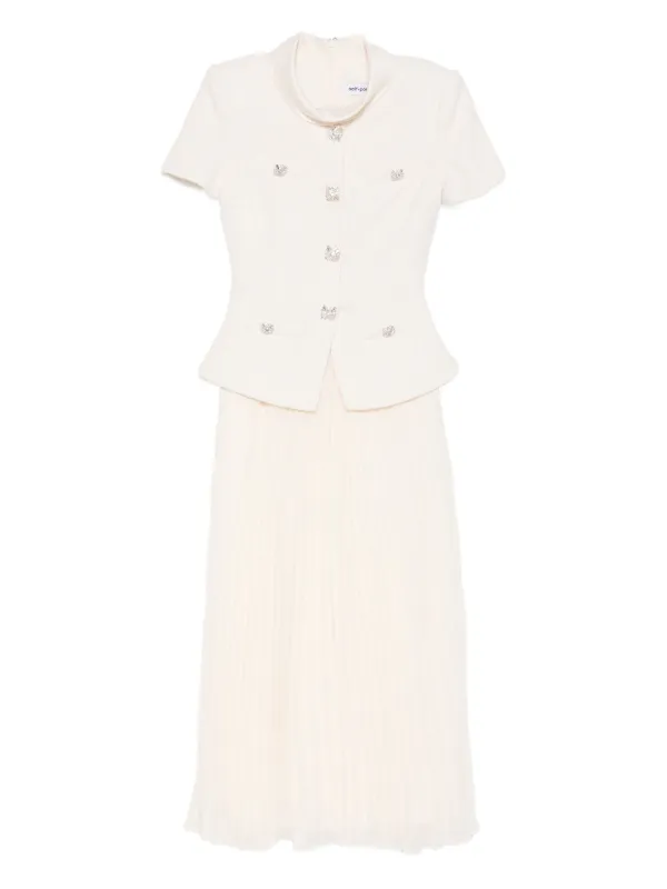 Self-Portrait Panelled Midi Dress | Neutrals | FARFETCH
