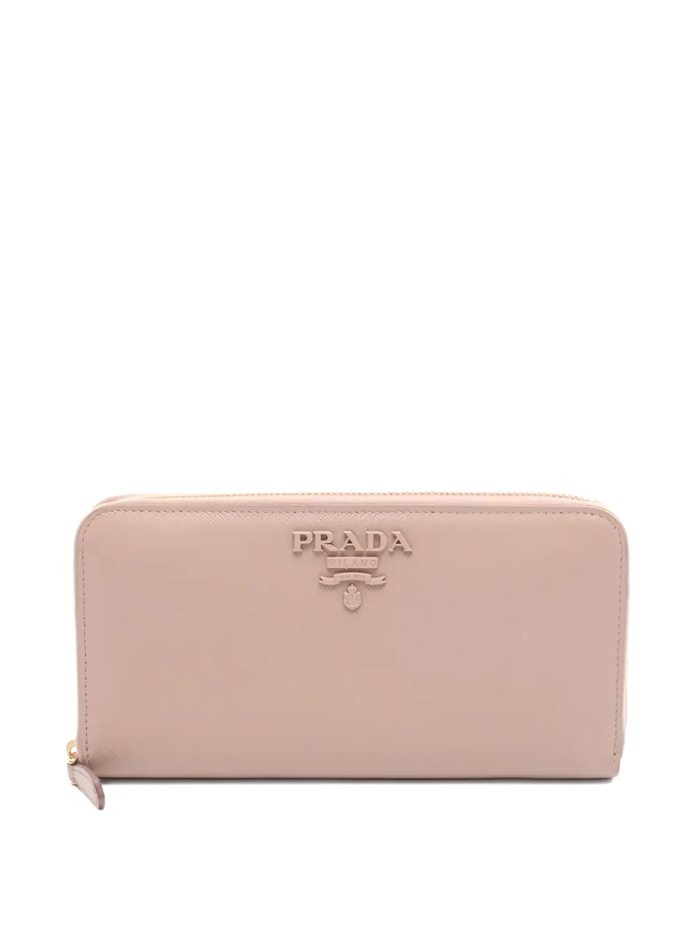 Pre-owned Prada Logo-plaque Leather Wallet In Pink