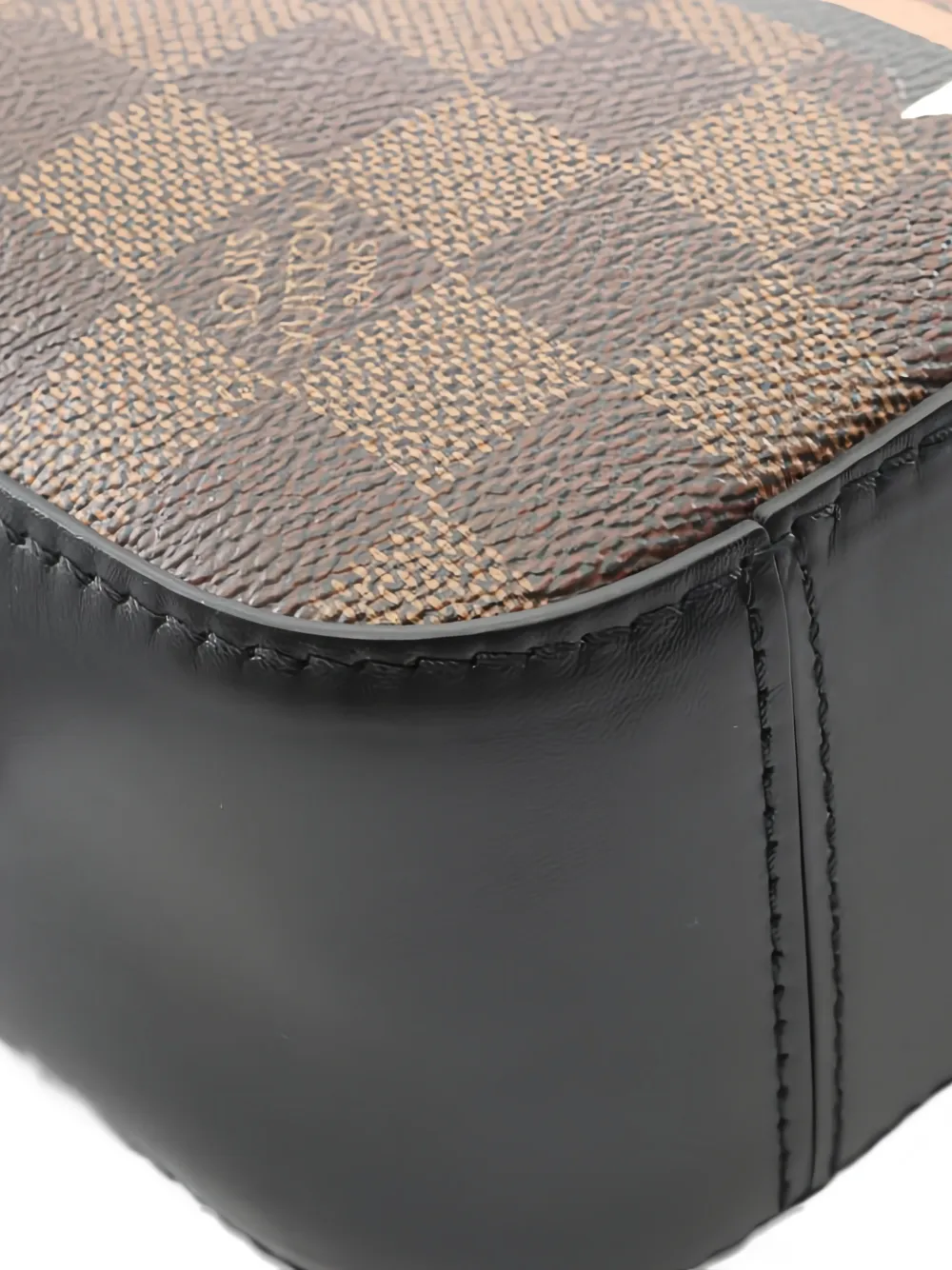 LOUIS VUITTON Pre-owned Damier Ebene Santa Monica Checkerboard Pattern Shoulder Bag In Brown