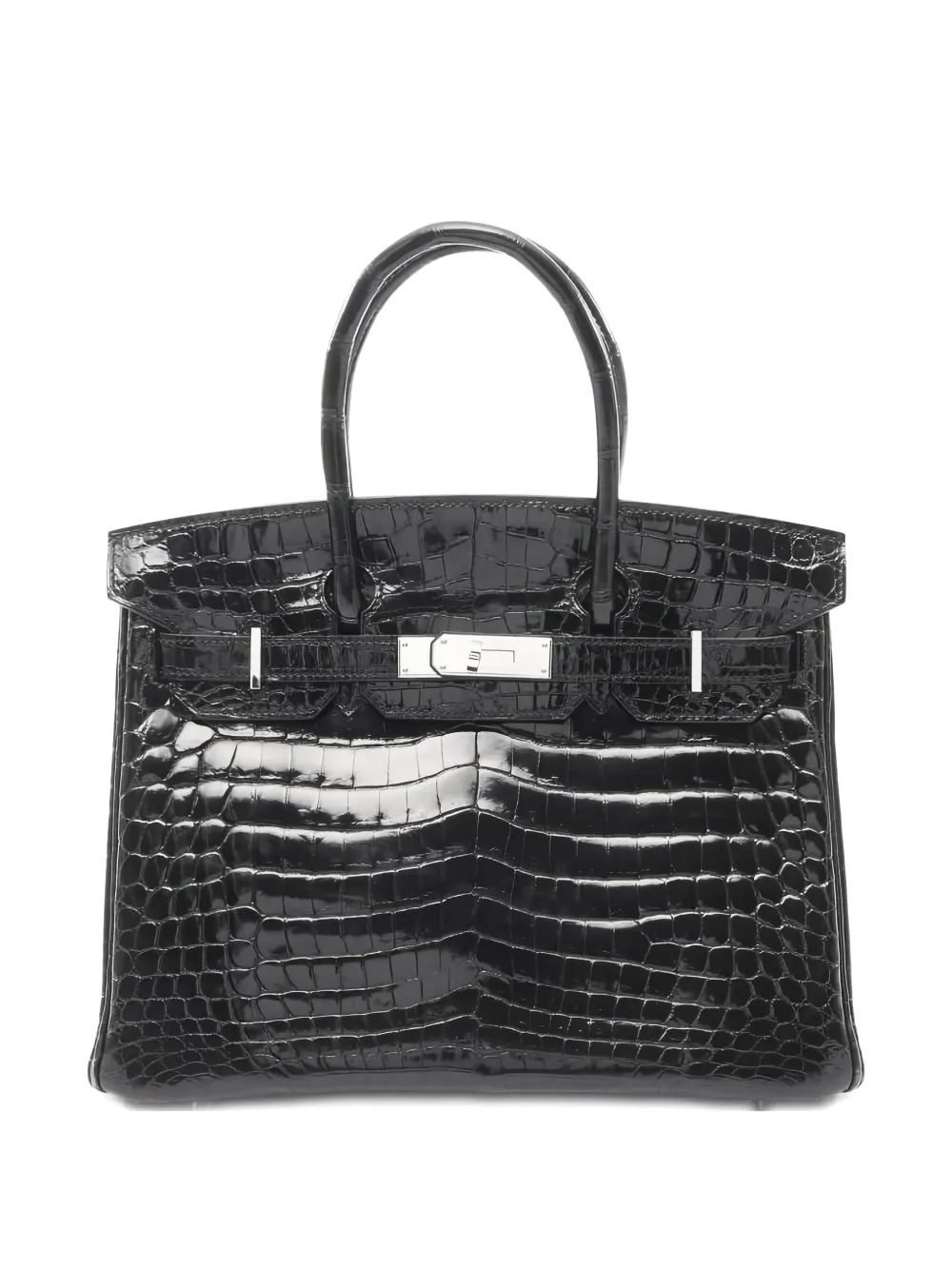 HERMES Pre-owned 2009 Niloticus Birkin Internal Slip Pocket Handbag In Black