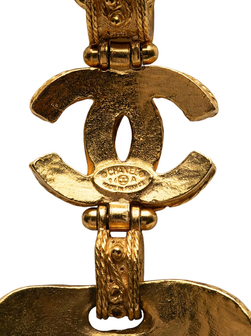 CHANEL Pre-Owned collar Gripoix bañado en oro con dije de cruz y logo CC 1994 | Image 2