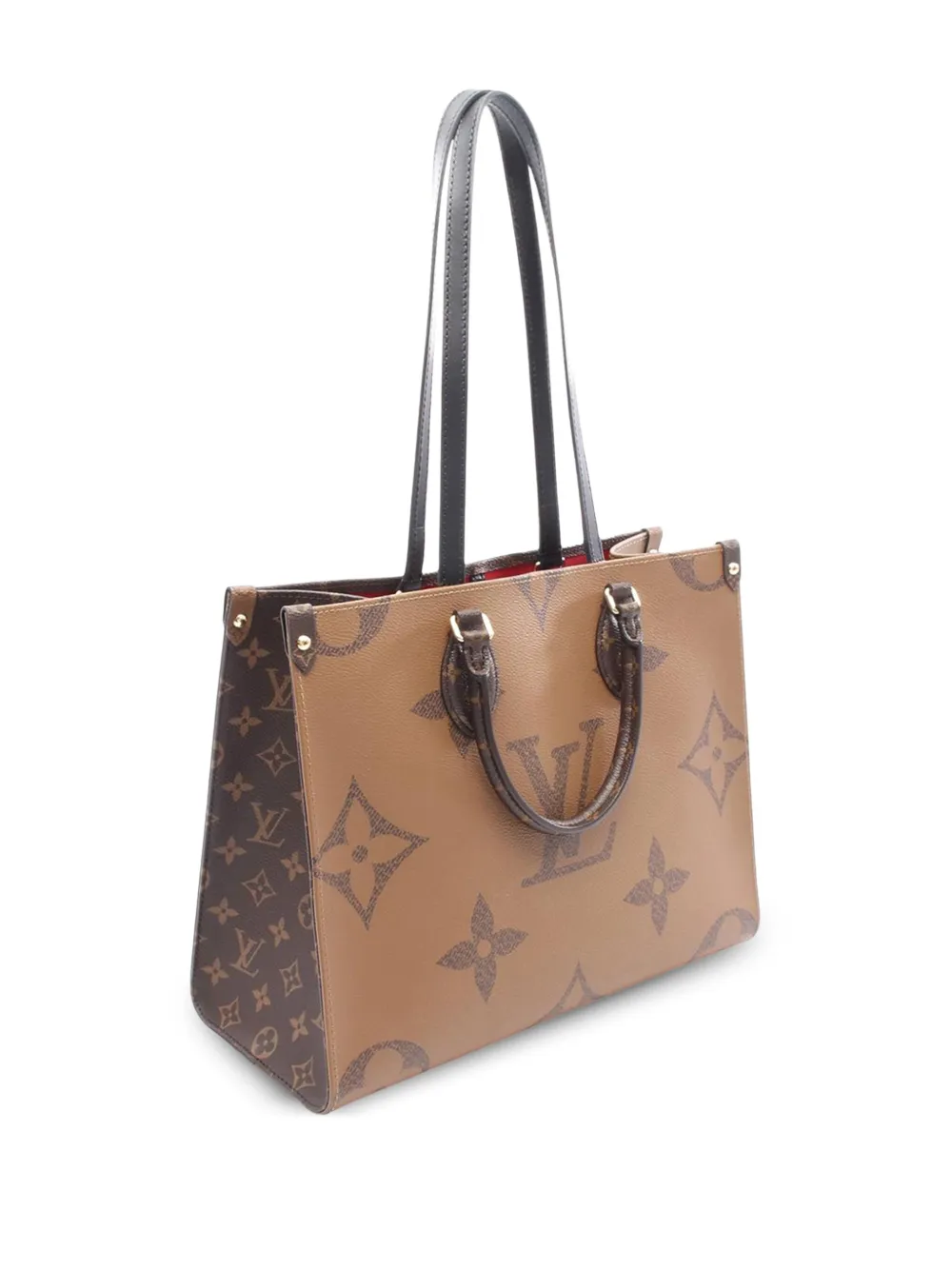 Pre-owned Louis Vuitton 2021-2025 Monogram Giant Onthego Mm Satchel In Brown