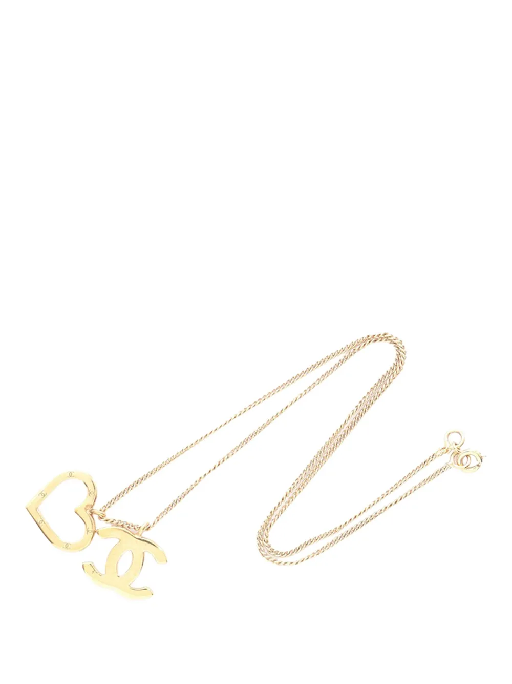 CHANEL Pre-Owned collar bañado en oro con dije de corazón con logo CC 2004 | Image 2