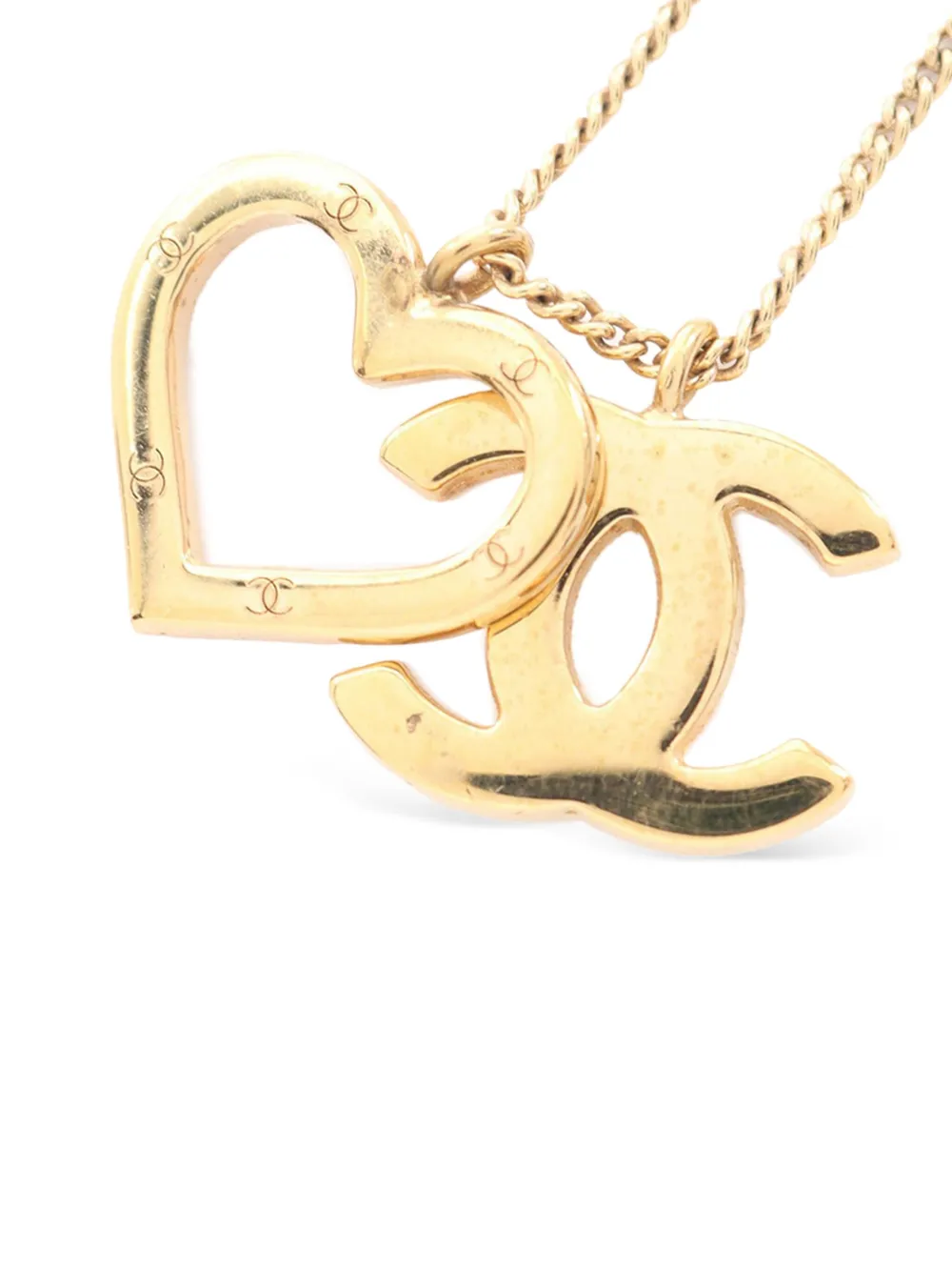 CHANEL Pre-Owned collar bañado en oro con dije de corazón con logo CC 2004 | dorado | Image 1