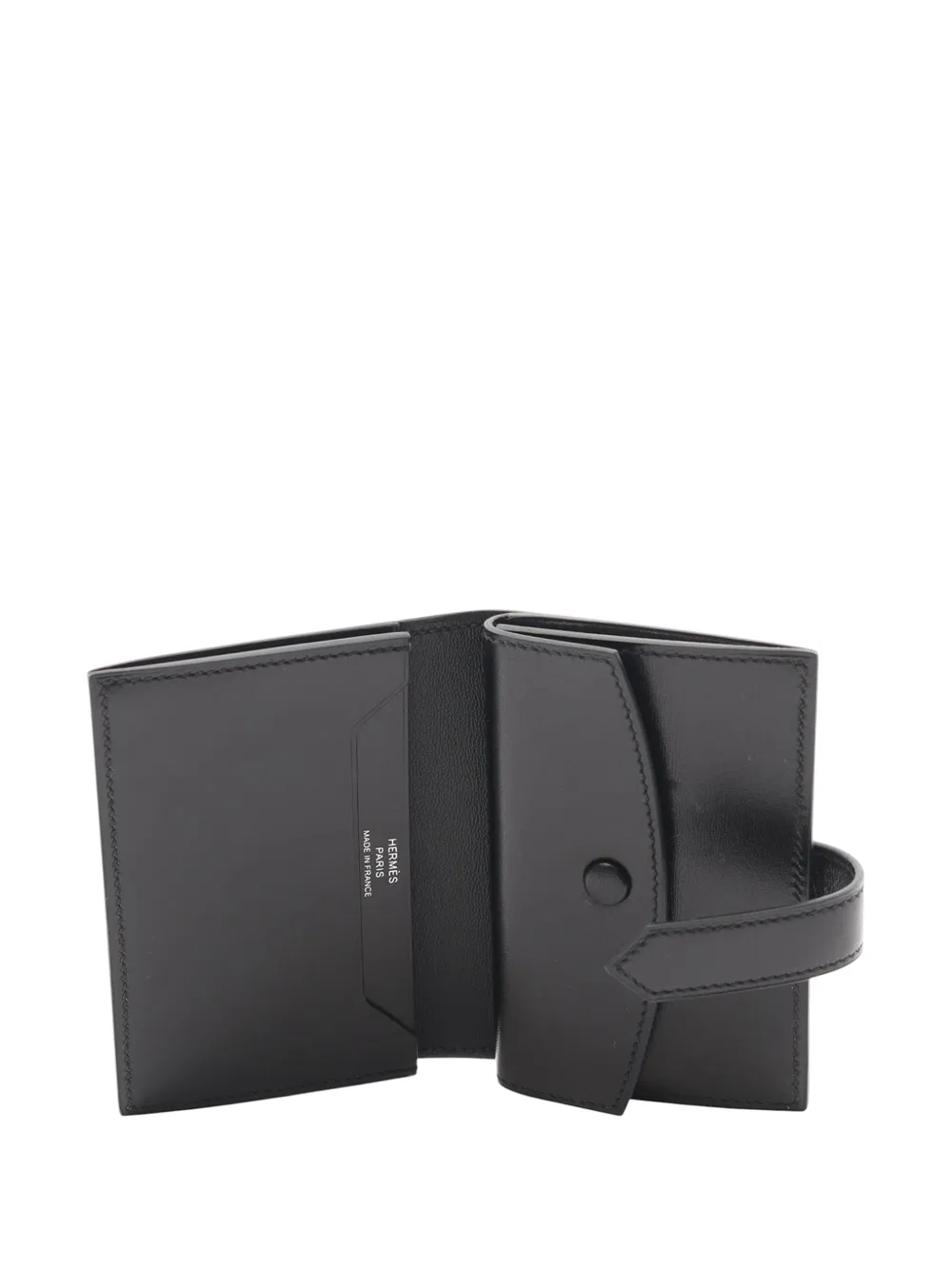 HERMES Pre-owned 2024 Mini Calfskin Bearn Card Holder In Black