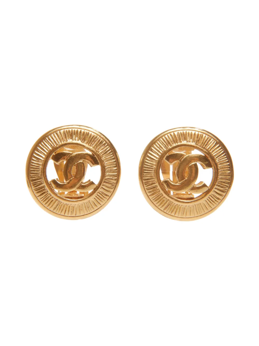 CHANEL Pre-owned 1971-1980s Cc Mark Clip-on Earrings In Gold