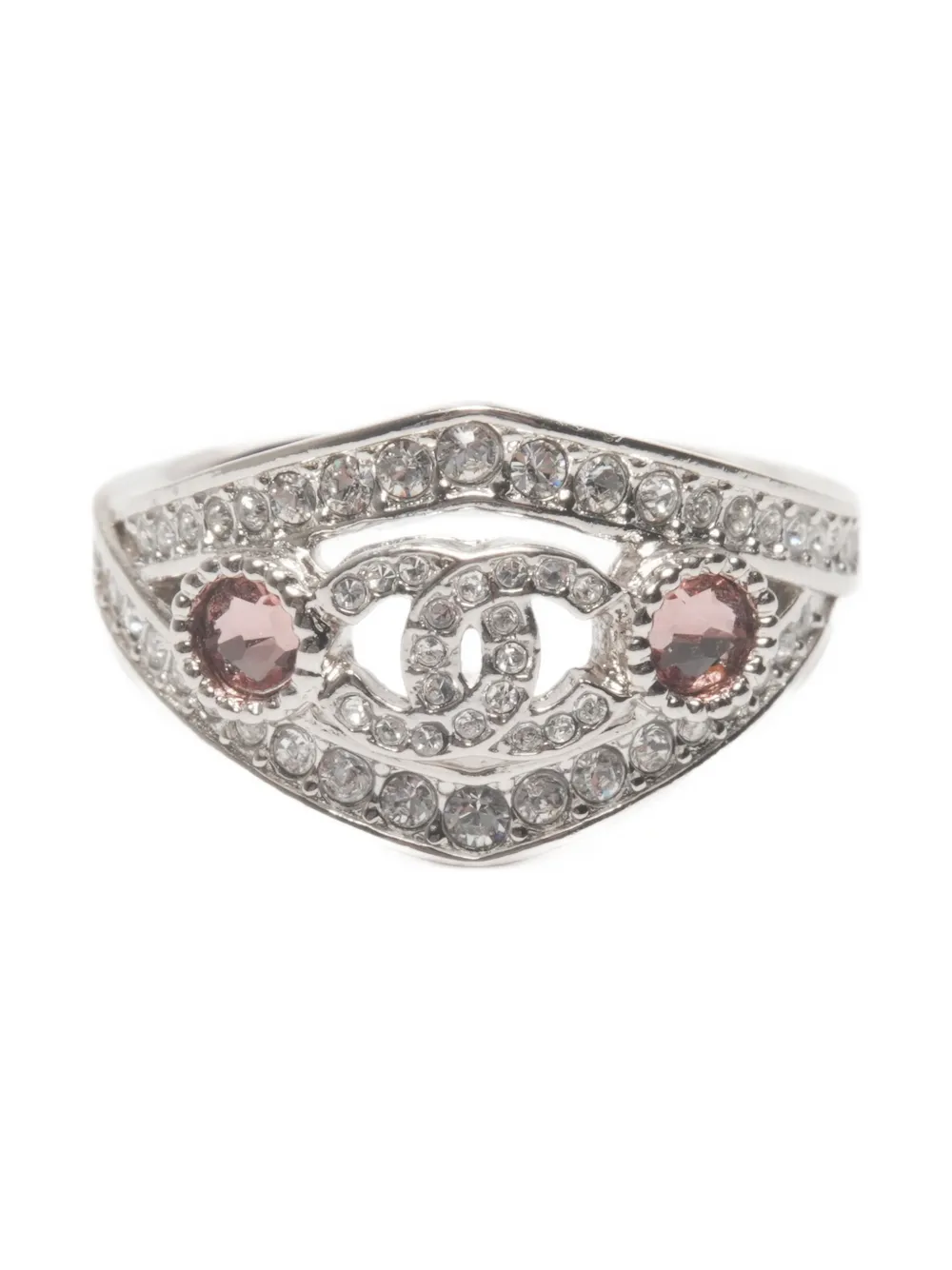 CHANEL Pre-owned 2025 Cc Mark Plated Finish Ring In Silver