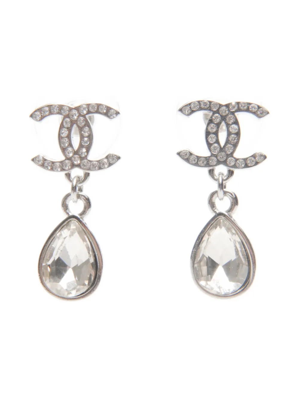 CHANEL Pre-owned 2021 Cc Mark Drop Earrings In Silver