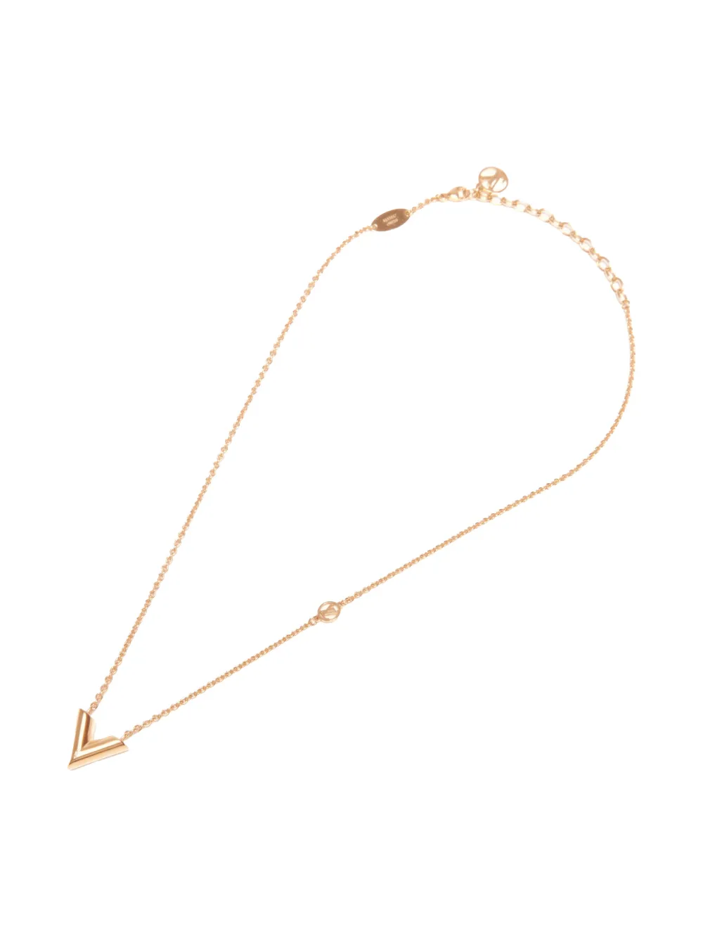 LOUIS VUITTON Pre-owned 2023 Essential V Pendant Necklace In Gold