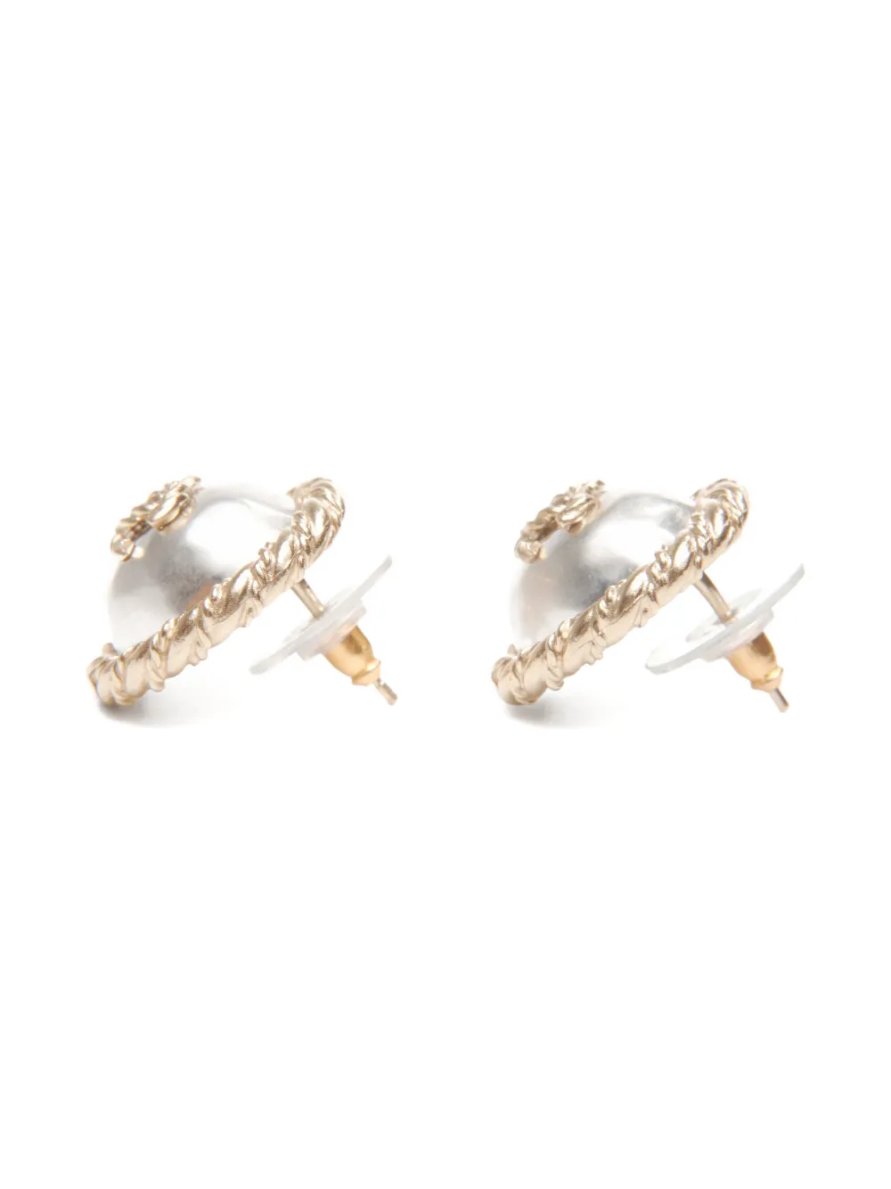 CHANEL Pre-owned 2015 Cc Mark Pearls Detail Earrings In Gray