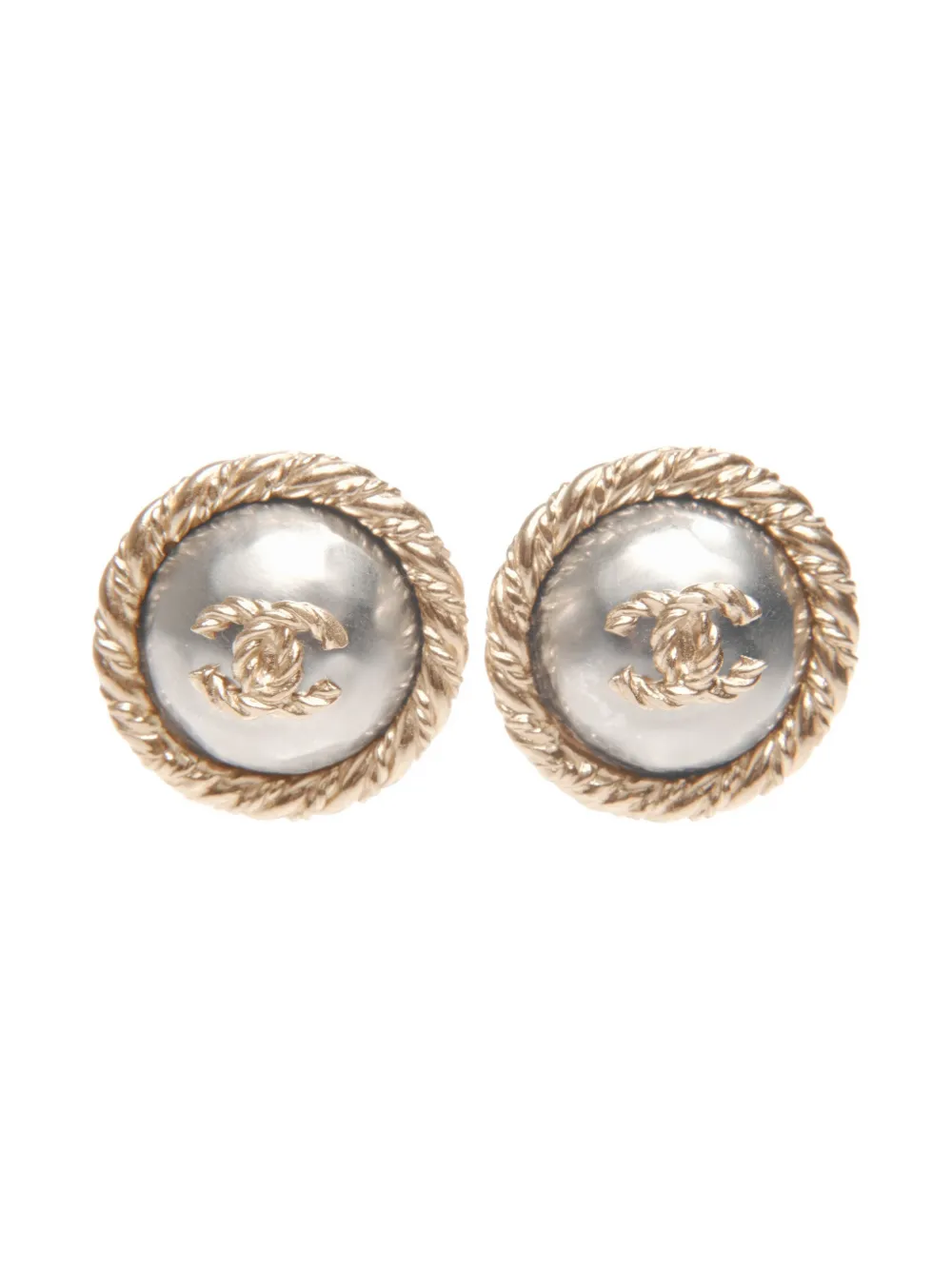 CHANEL Pre-owned 2015 Cc Mark Pearls Detail Earrings In Gray