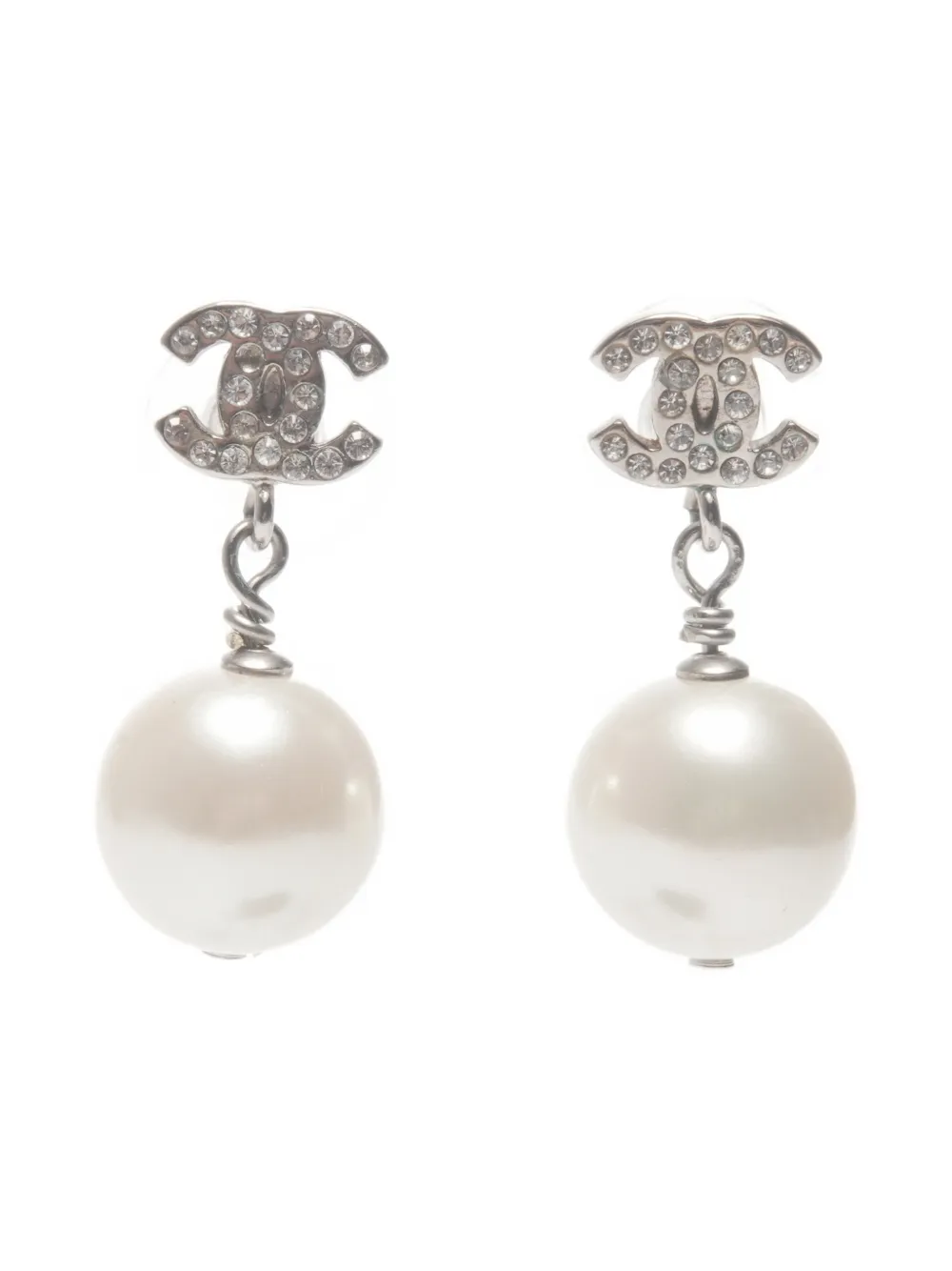 CHANEL Pre-owned 2012 Cc Mark Faux Pearl Drop Earrings In White