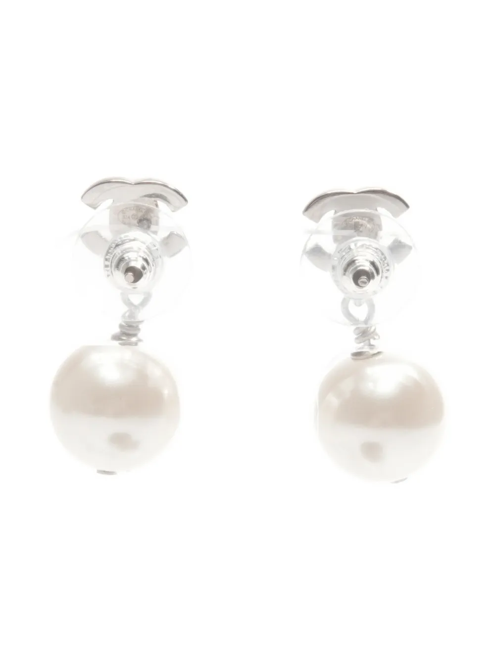 CHANEL Pre-owned 2012 Cc Mark Faux Pearl Drop Earrings In White