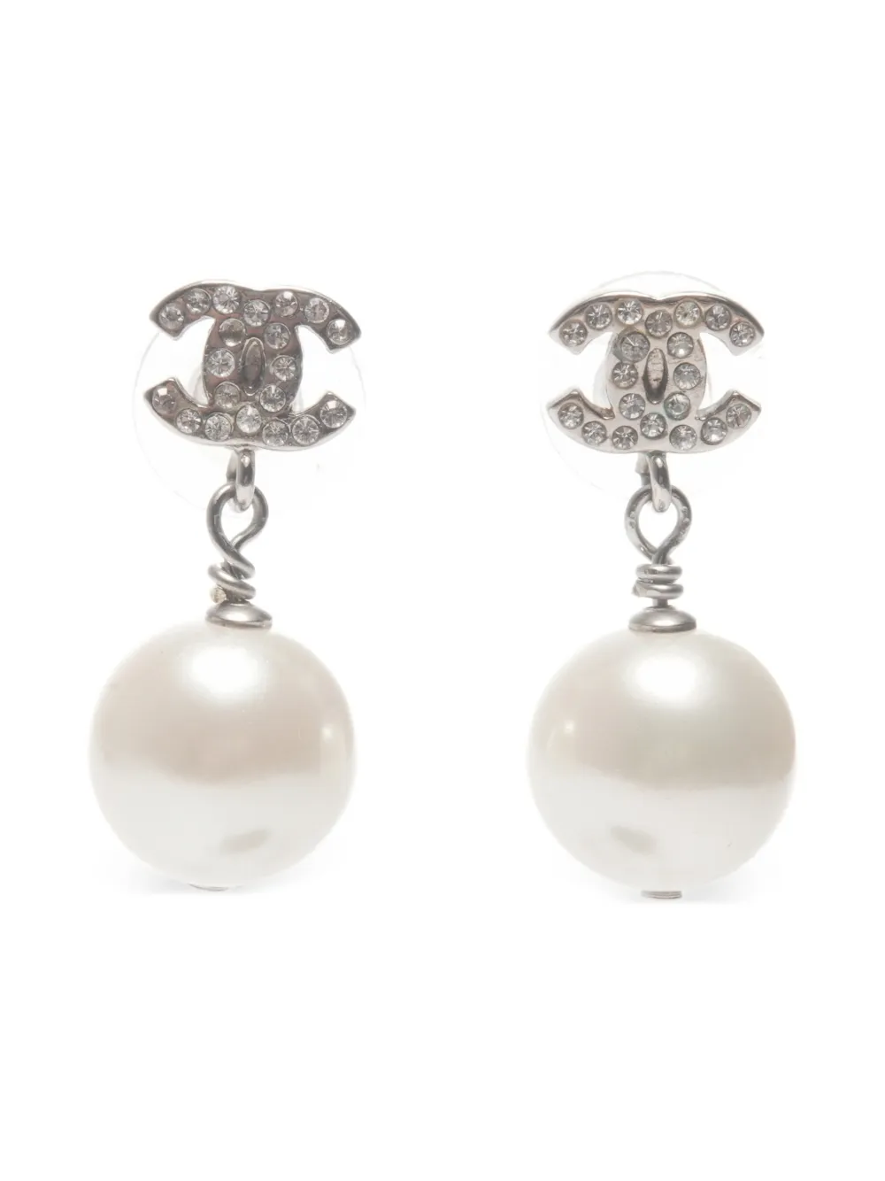 CHANEL Pre-Owned 2014 cc mark faux pearl drop earrings - ホワイト CHANEL Pre-Owned 2014 cc mark faux pearl drop earrings - ホワイト