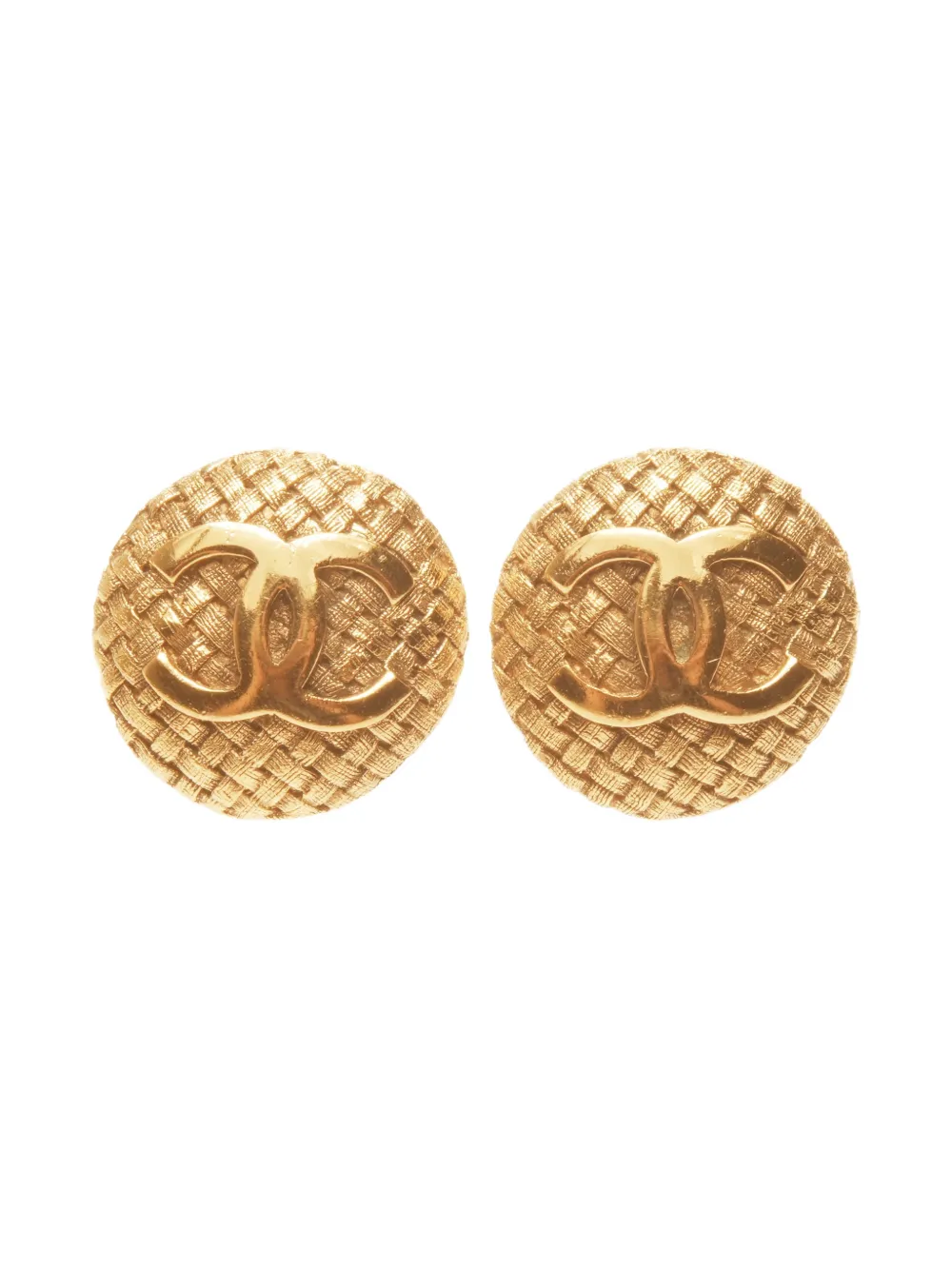 Pre-owned Chanel 1994s  Cc Mark Logo Earrings In Gold