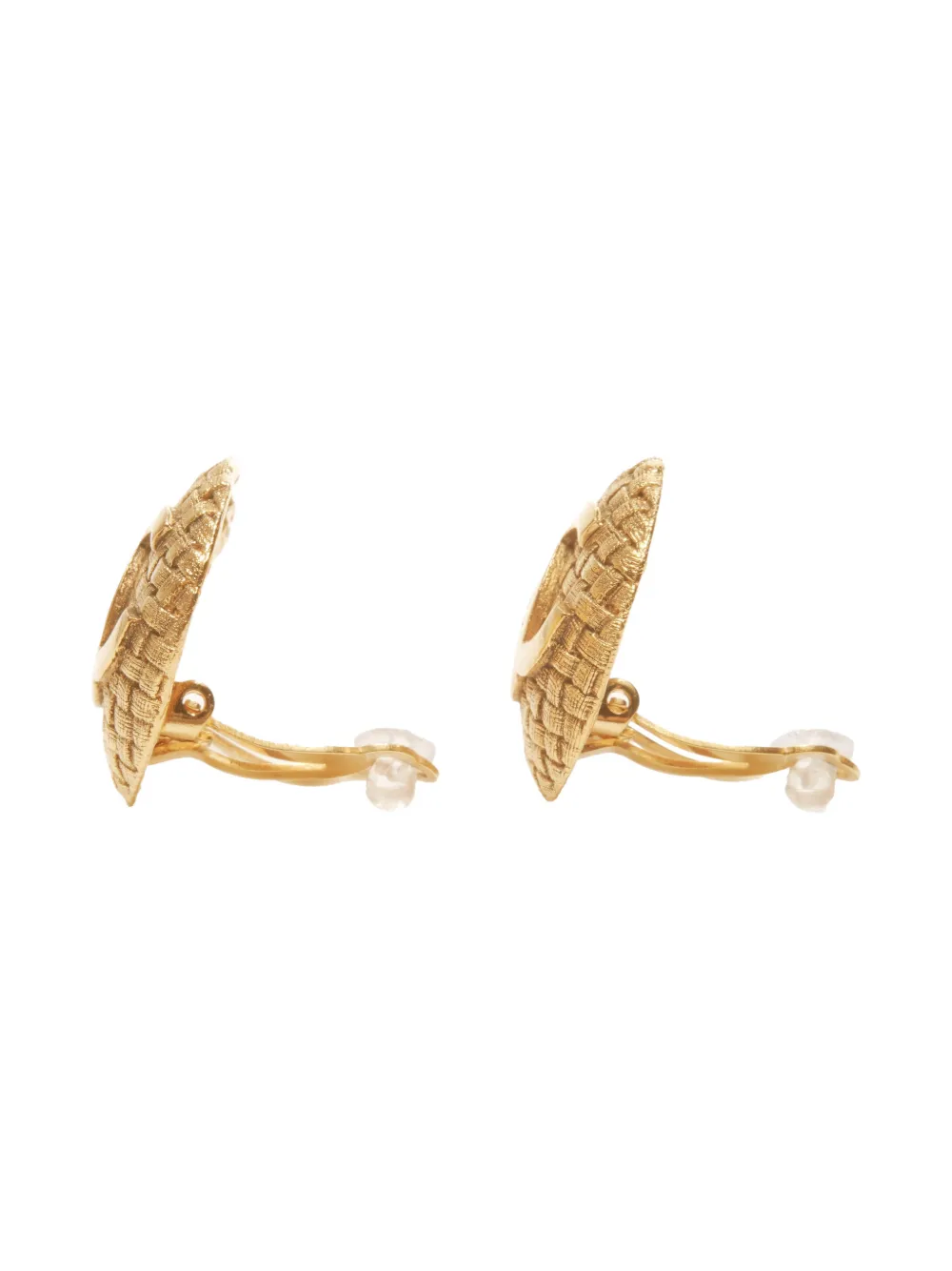 Pre-owned Chanel 1994s  Cc Mark Logo Earrings In Gold