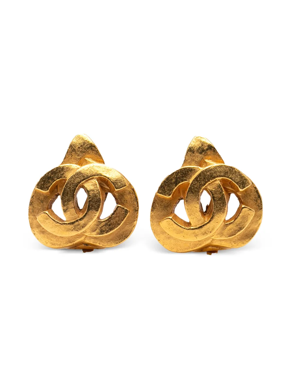 CHANEL Pre-Owned aretes de clip bañados en oro CC Heart   1997 | dorado | Image 1