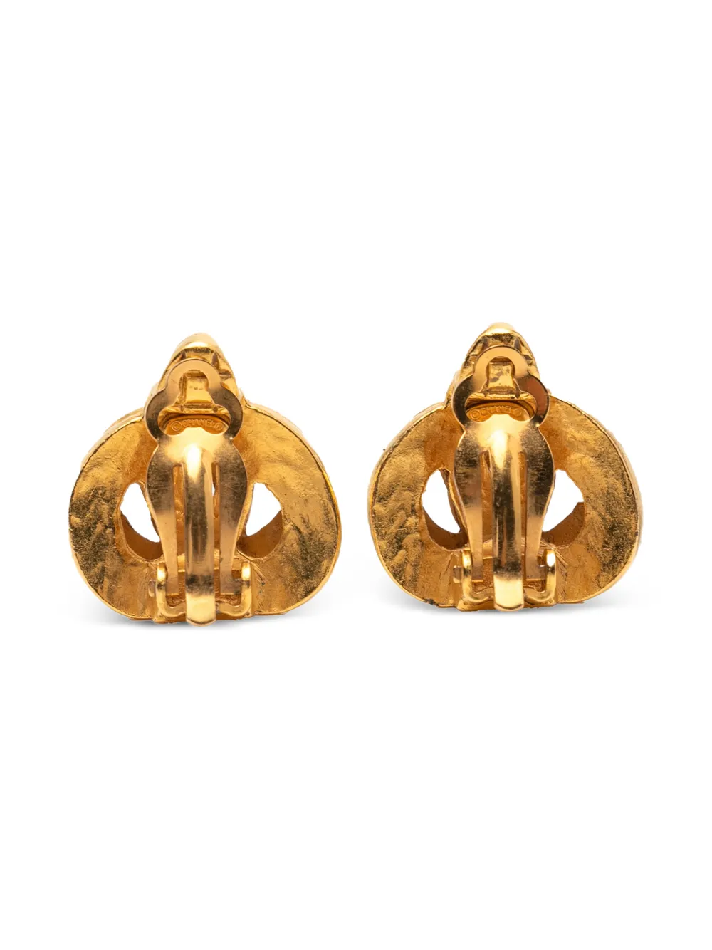 CHANEL Pre-Owned aretes de clip bañados en oro CC Heart   1997 | Image 2