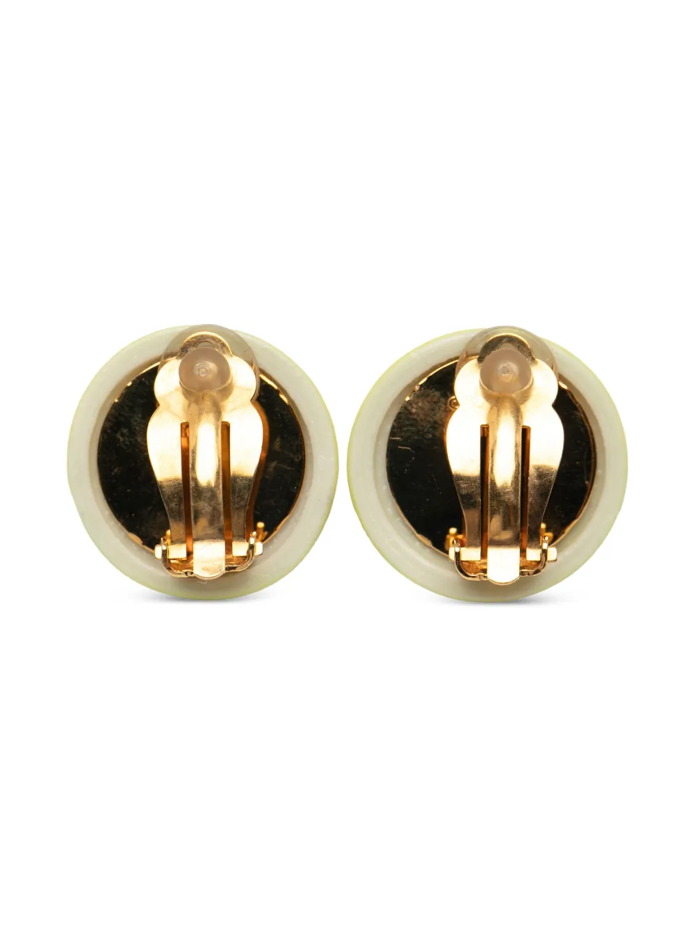 1997 Cc Resin And Gold Plated Clip On Earrings Costume Earrings