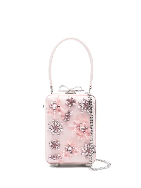 Self-Portrait floral embellished top handle tote bag