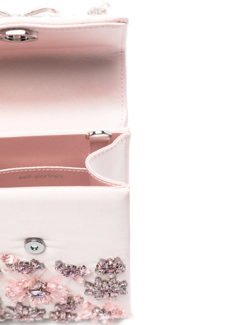 Floral-Crystal Satin Mini Tote Bag