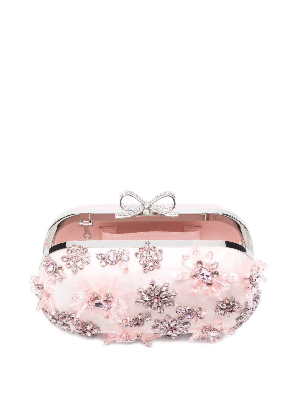 Self-portrait Floral-embellished Clutch Bag In Pink