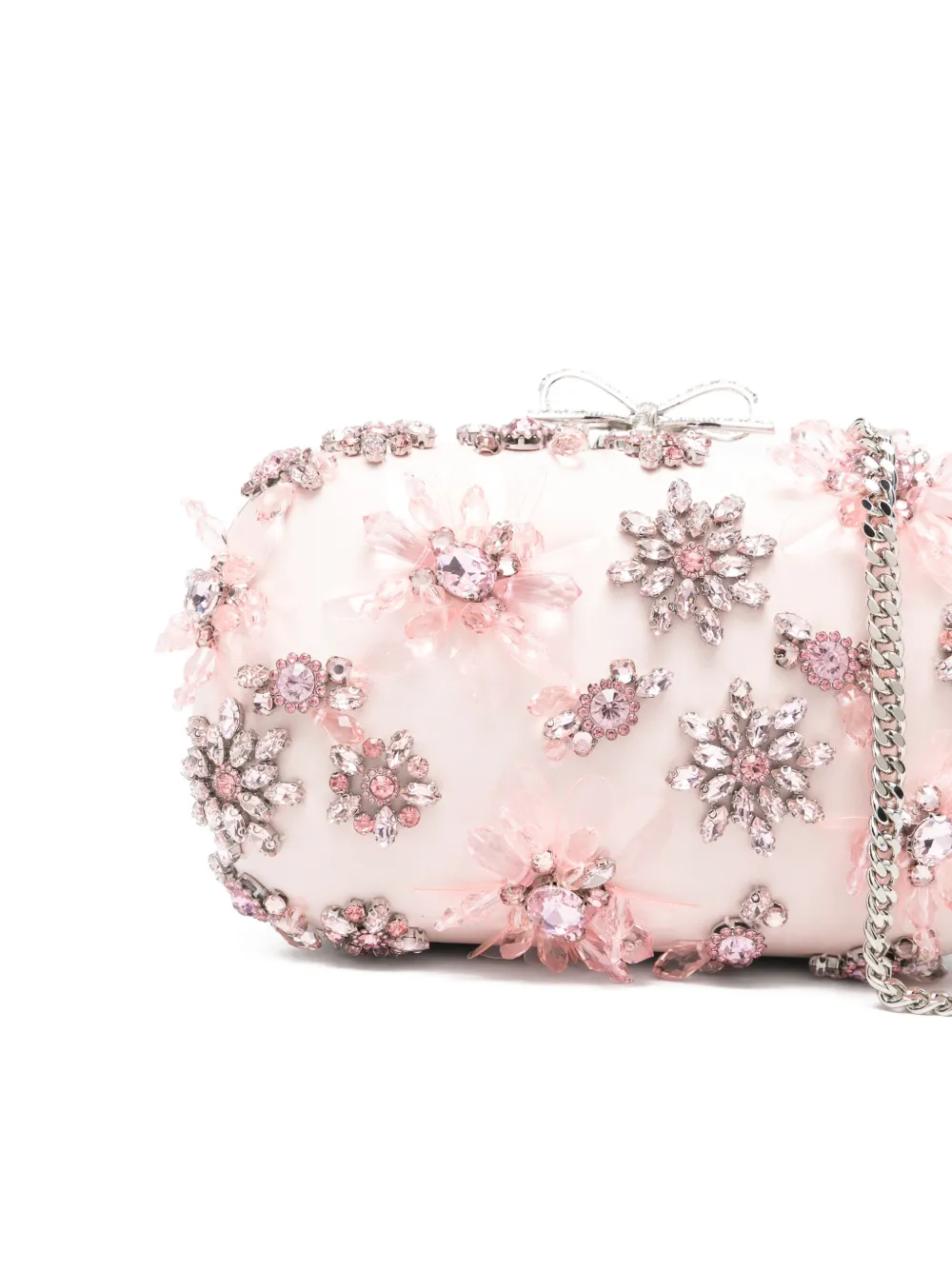 Self-portrait Floral-embellished Clutch Bag In Pink