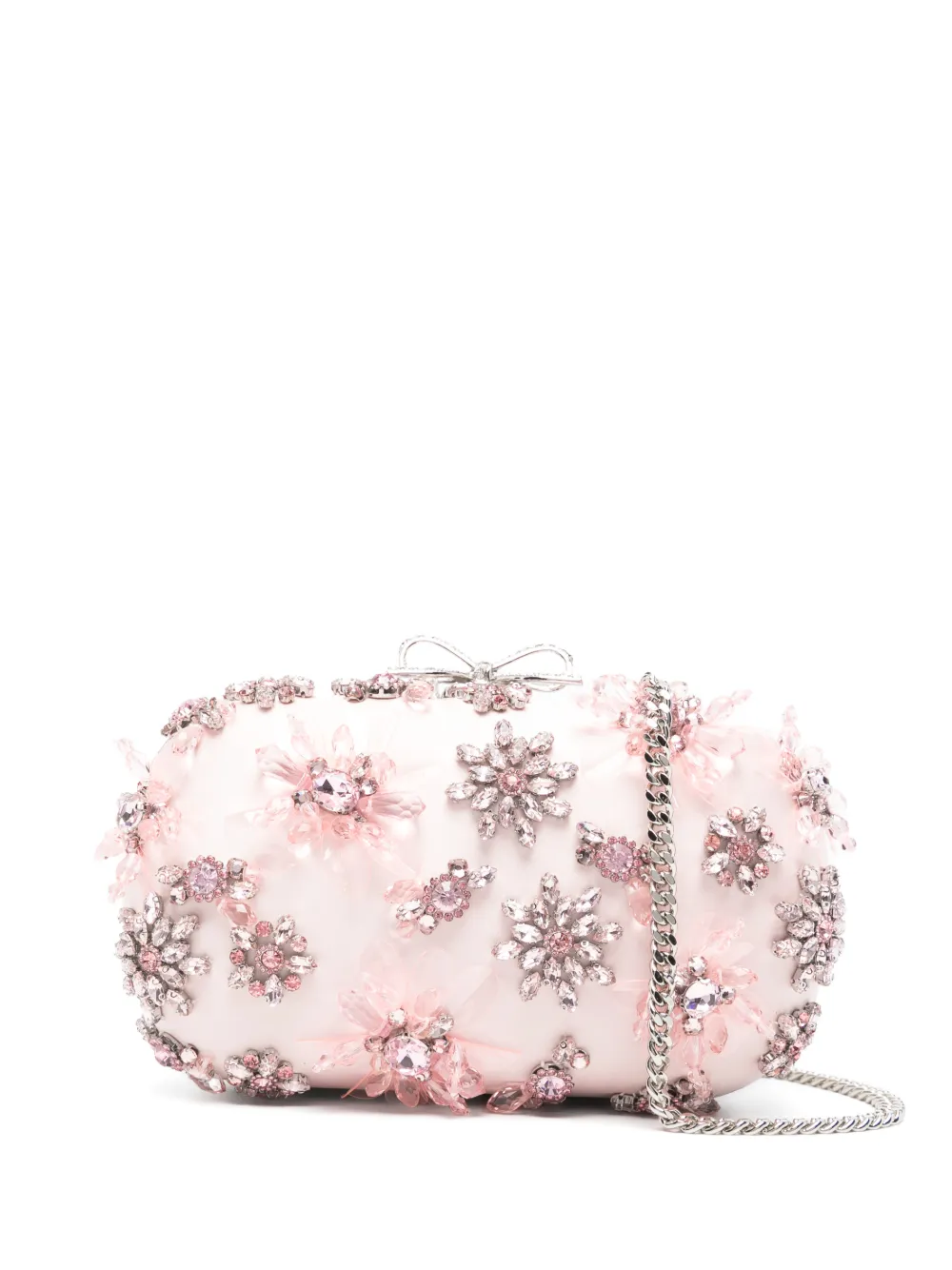 Self-portrait Floral-embellished Clutch Bag In Pink