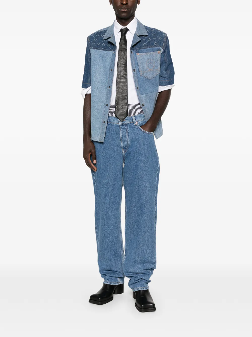 Marine Serre logo-print jeans - Blauw