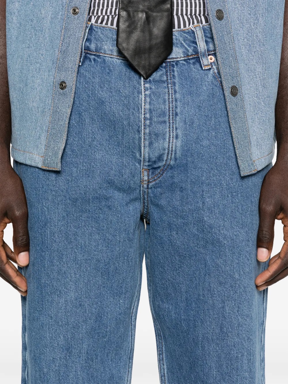 Marine Serre Jeans met logoprint Blauw