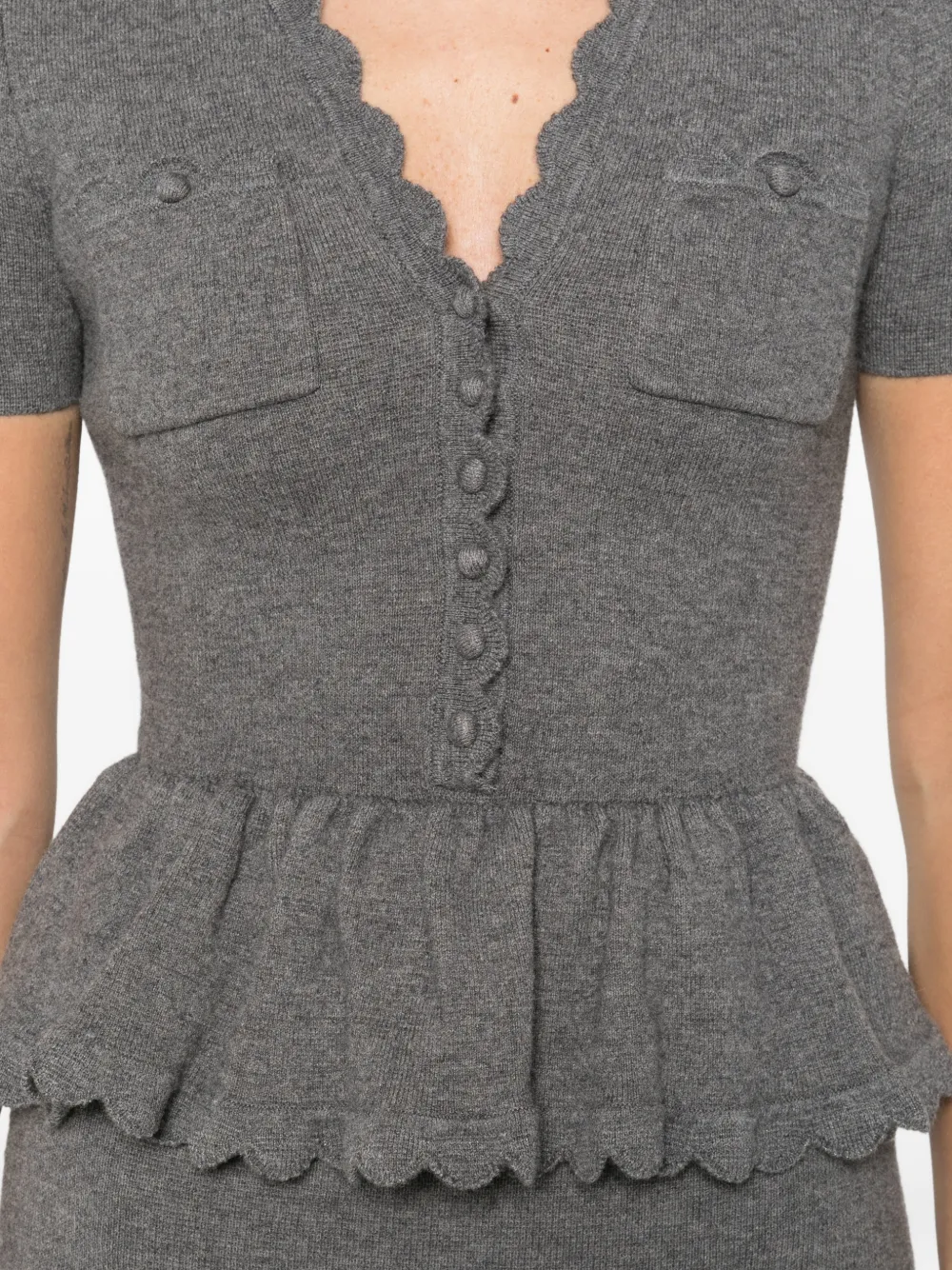 Self-Portrait Peplum midi-jurk met zak Grijs