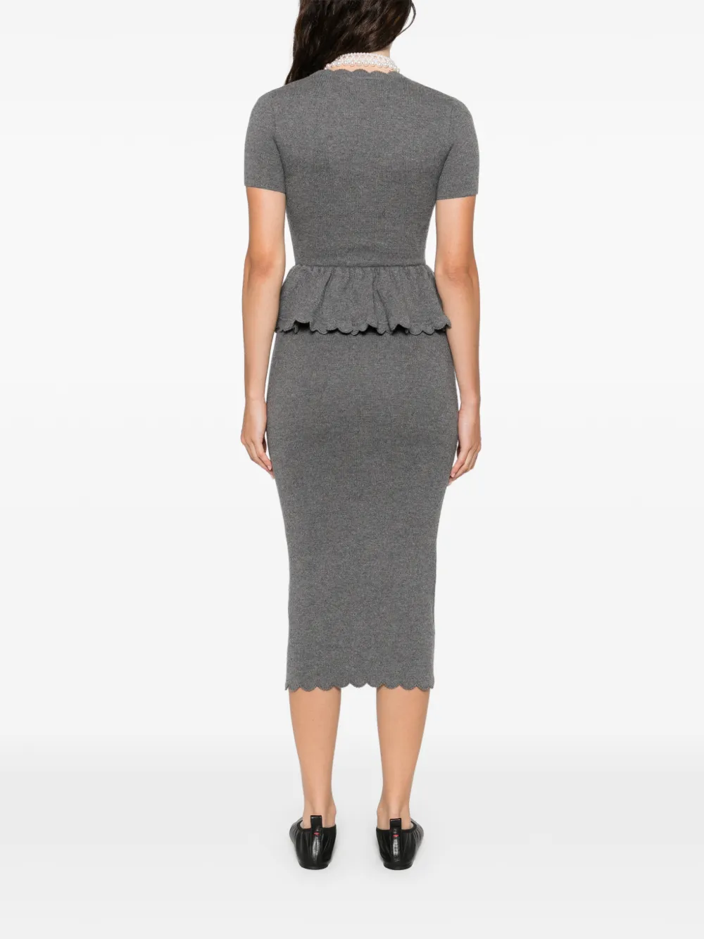 Self-Portrait Peplum midi-jurk met zak Grijs