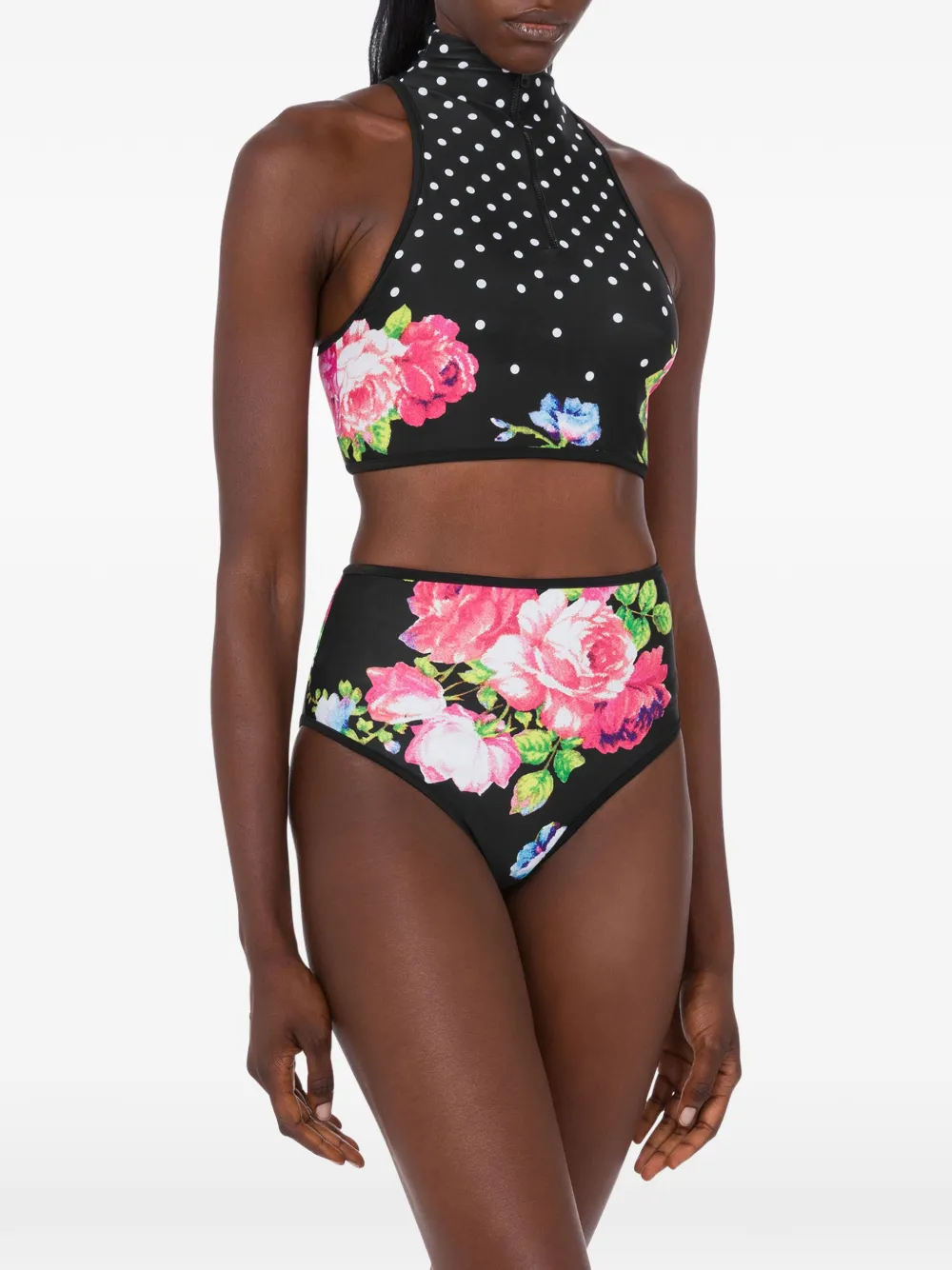  Moschino Floral-pattern Zip-up Bikini - Black 