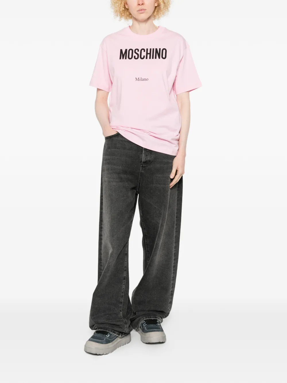 Moschino T-shirt met logodetail Roze