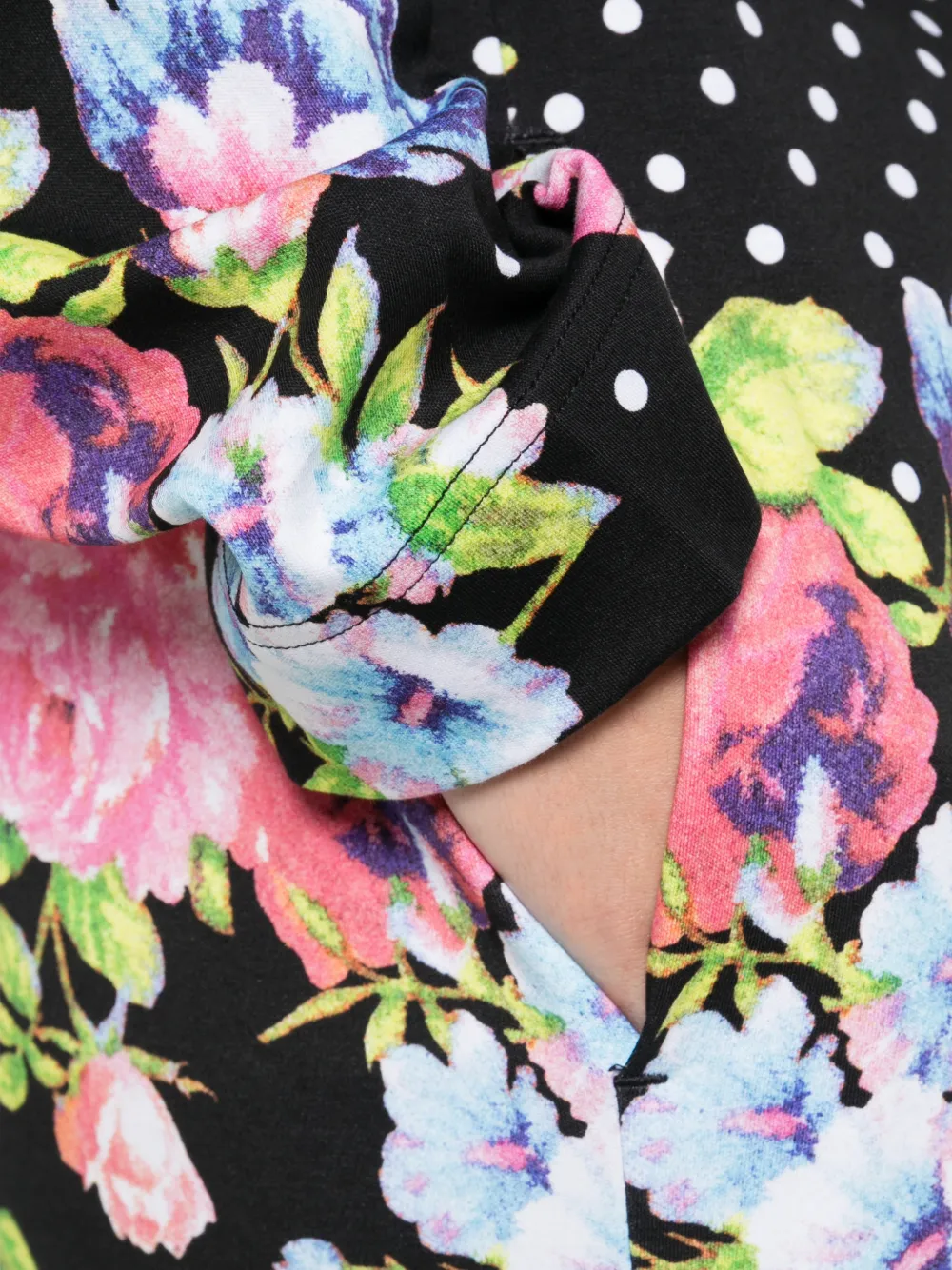 Moschino Midi-jurk met bloemenprint en stippen Zwart