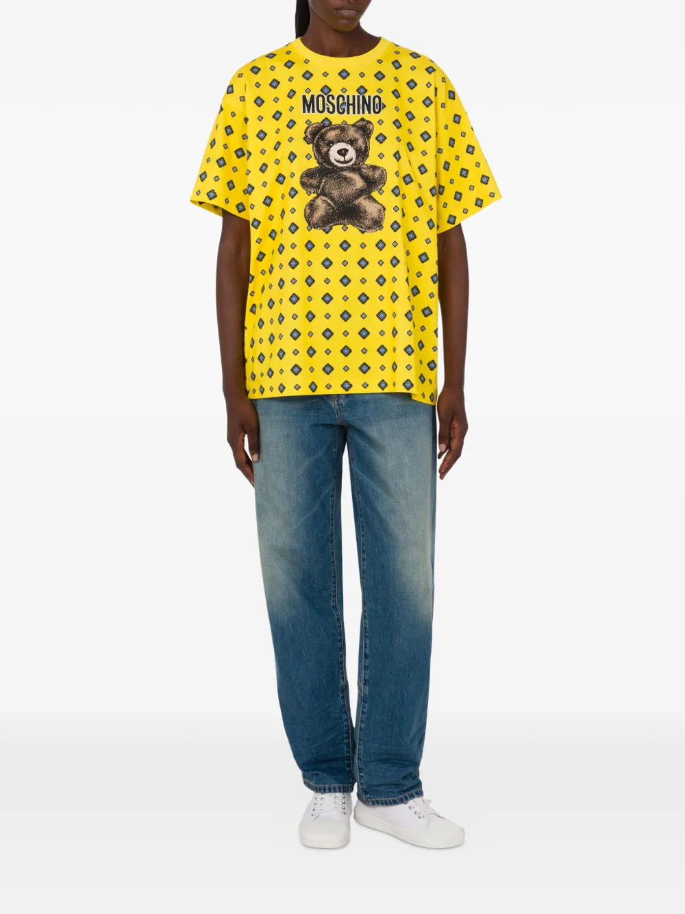 Moschino T-shirt met grafische teddyprint Geel