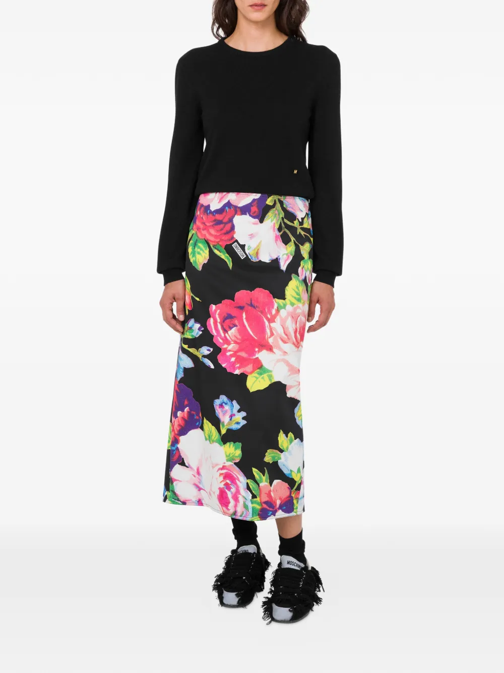 Moschino Rok met bloemenprint - Zwart