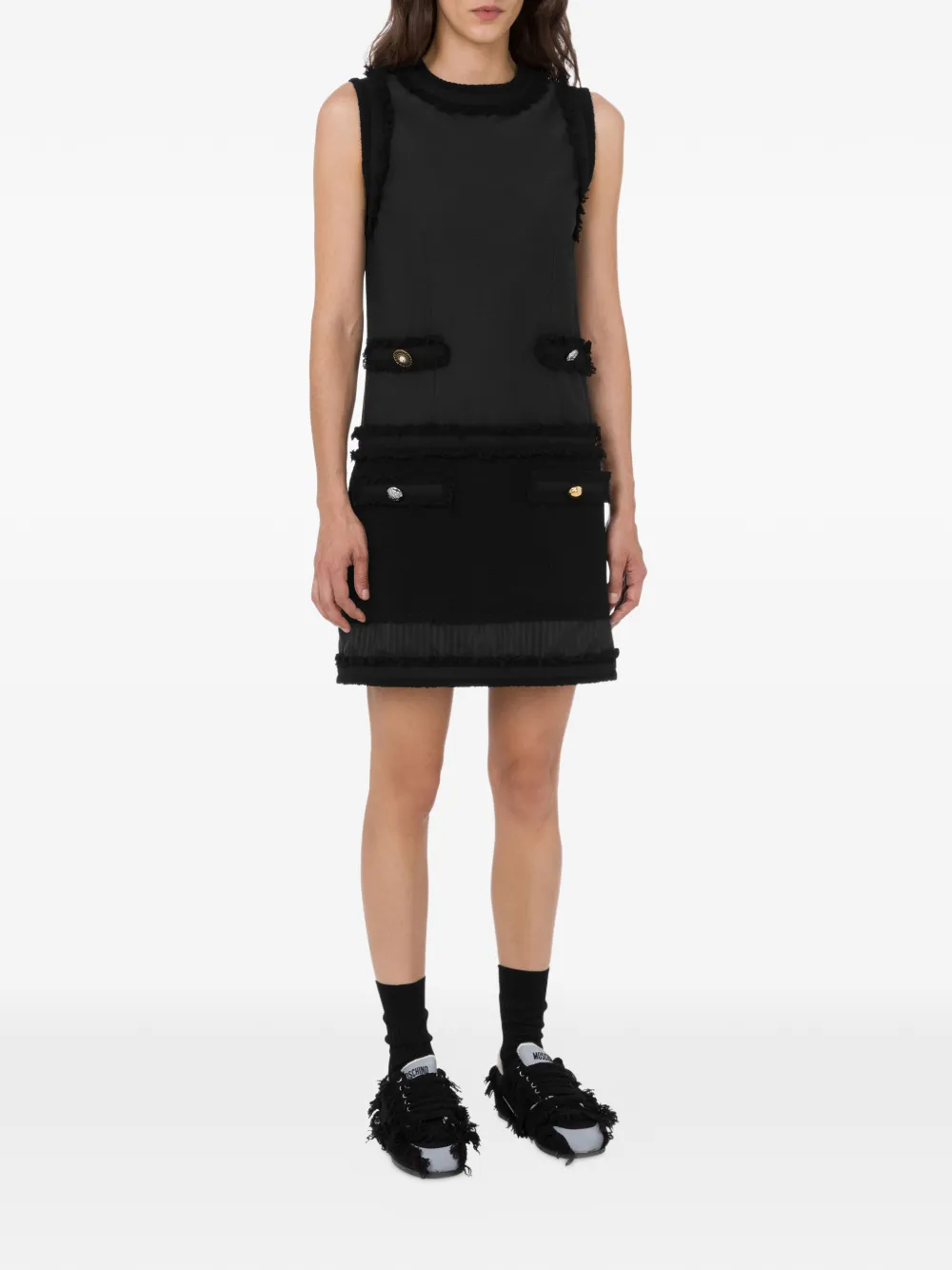 Moschino fringed mini dress - Zwart